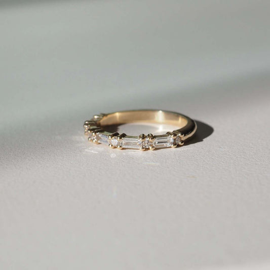 Half Eternity Wedding Band Featuring 0.40 TCW Baguette & Round Moissanite 1