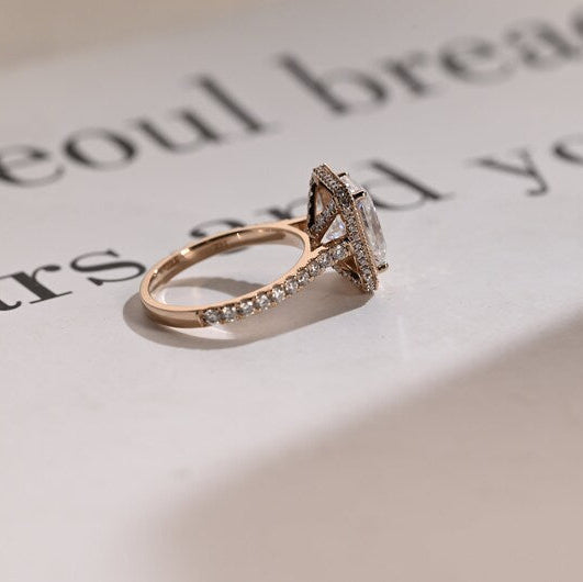 Radiant Halo & Pave Lab Grown Diamond Engagement Ring