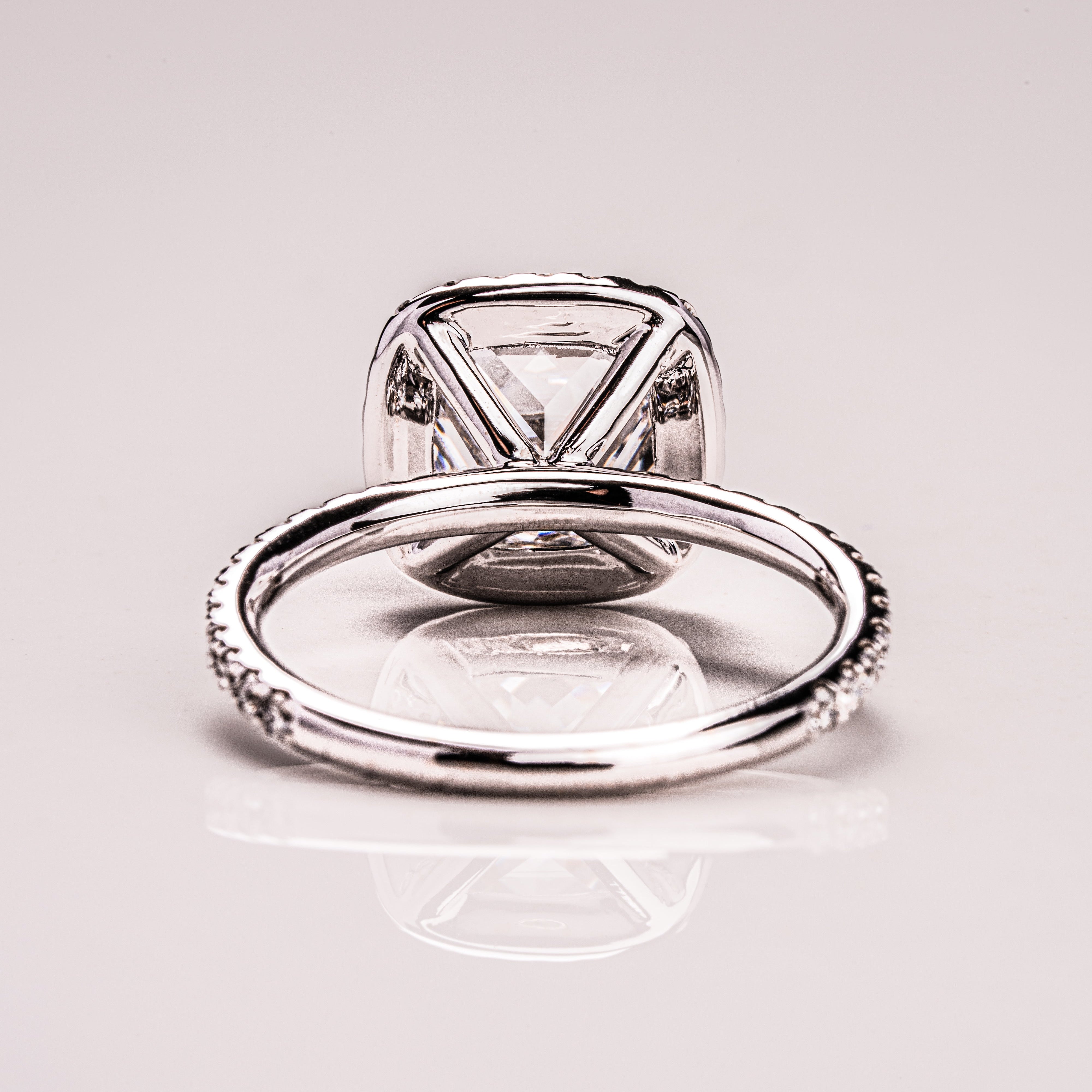 Cushion Pave & Halo Lab Grown Diamond Engagement Ring