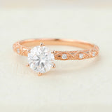 Round Milgrain Pave Lab-Grown Diamond Engagement Ring