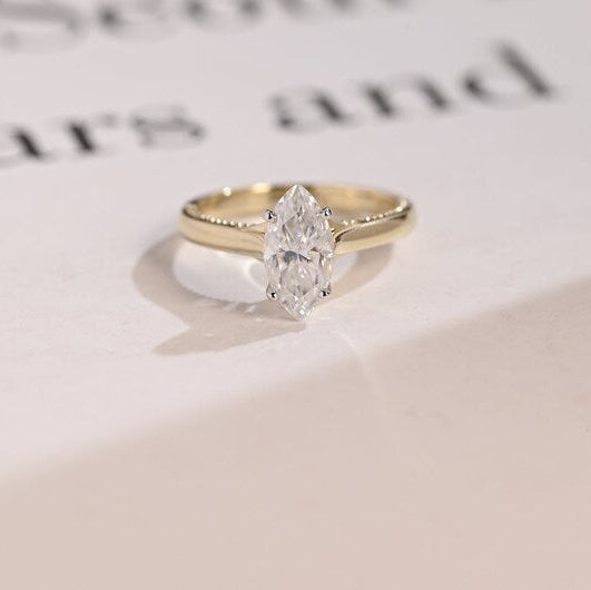 Marquise Solitaire Lab Grown Diamond Engagement Ring
