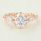 Oval Cluster Twisted Shank Lab-Grown Diamond Engagement Ring
