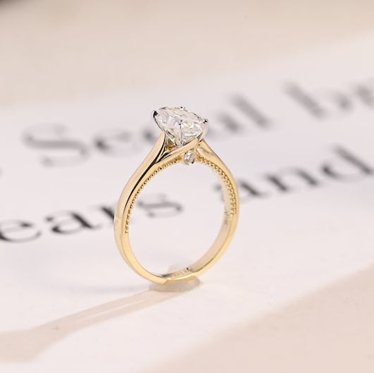 Stunning 1.0 - 2.0 CT Marquise Moissanite Engagement Ring Solitaire Style 3
