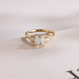 Stunning 1.0 - 2.0 CT Emerald Moissanite Engagement Ring With Cluster Design 1