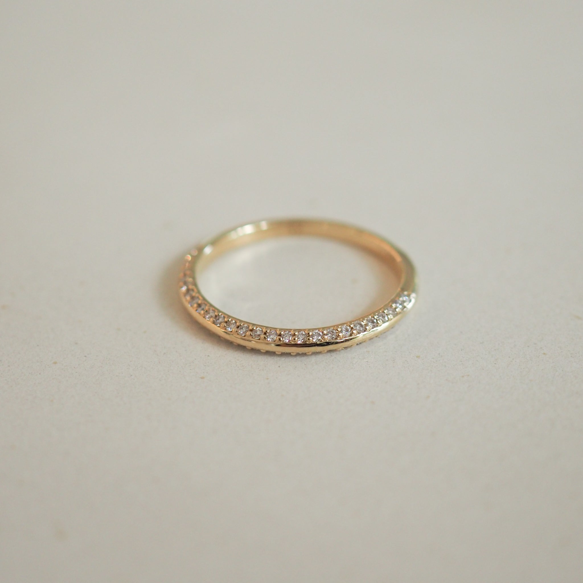 Knife Edge Wedding Band Featuring 0.1 TCW Round Moissanite 9