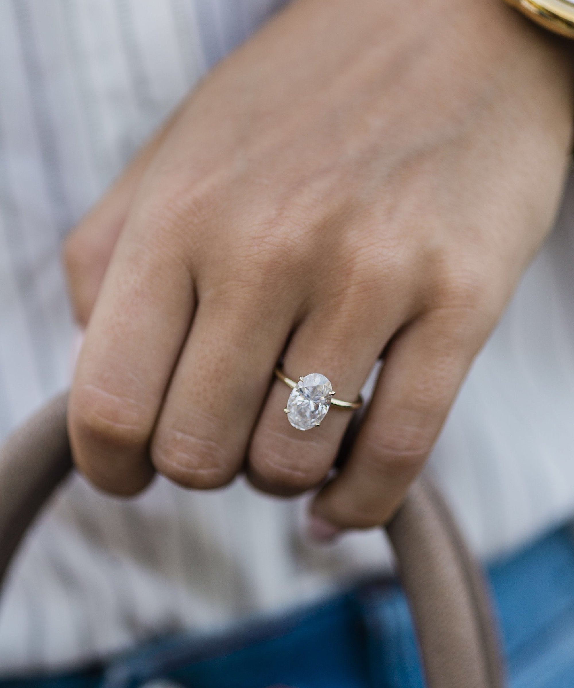 4.0 CT Oval Solitaire Moissanite Engagement Ring 1