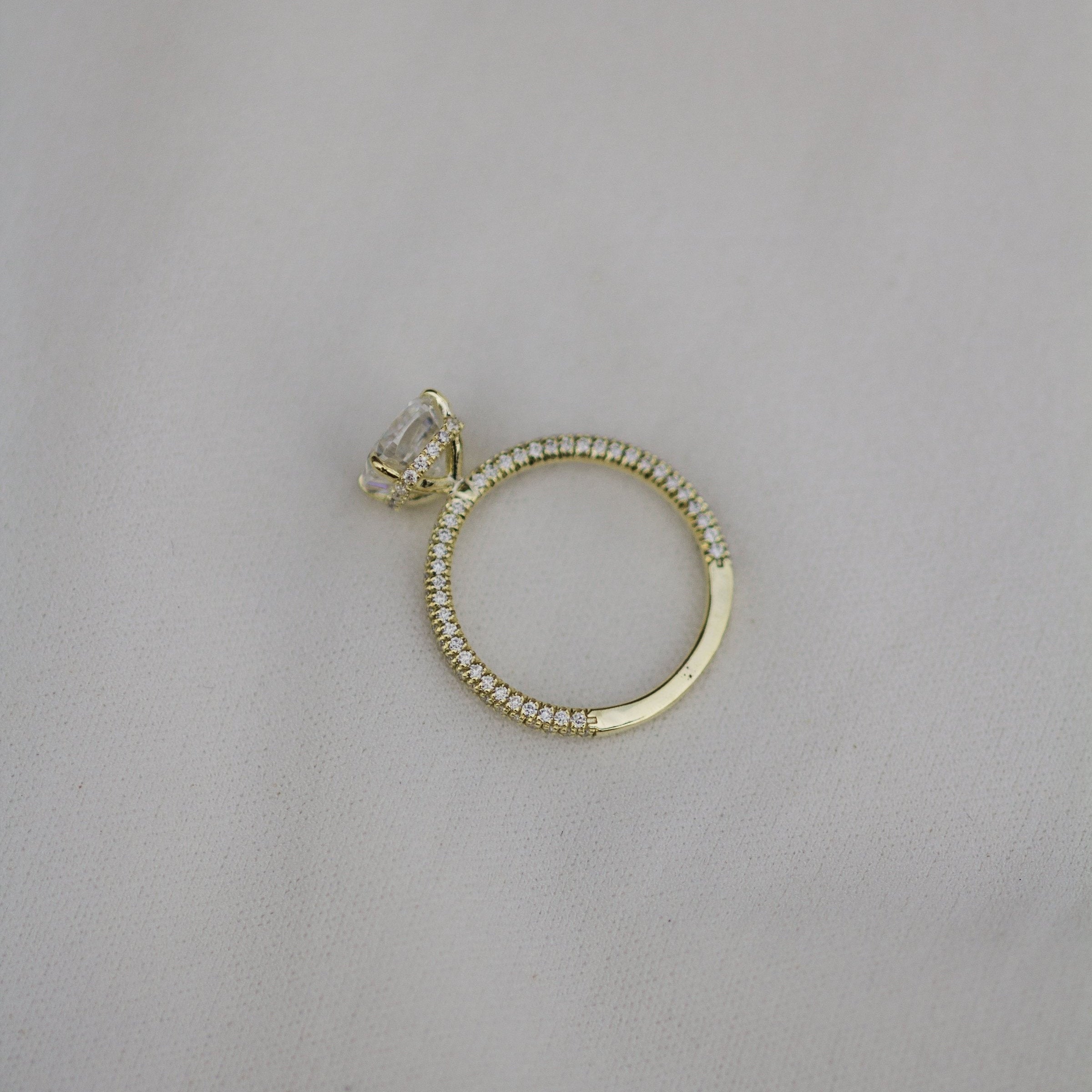 2.0 CT Cushion Hidden Halo & Pave Moissanite Engagement Ring 4