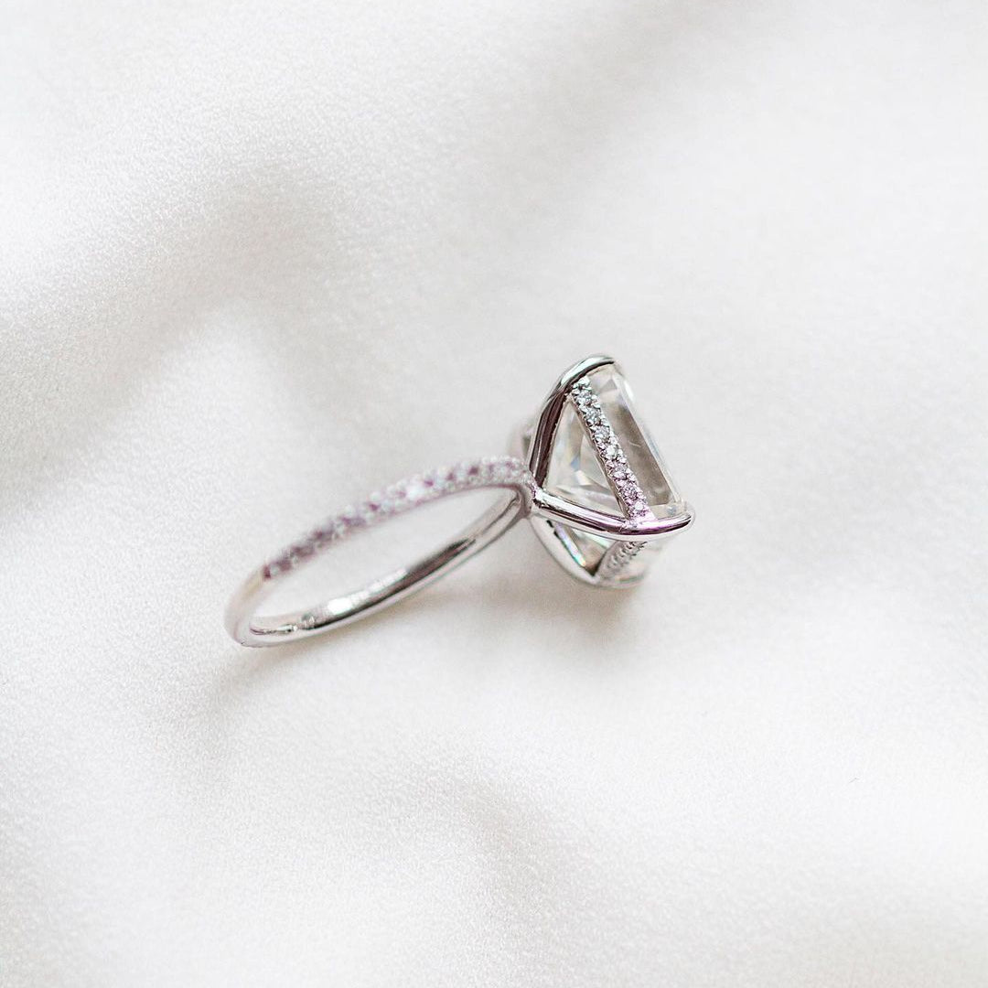 4.79 CT Radiant Cut Hidden Halo Moissanite Engagement Ring