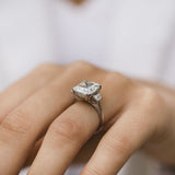 Asscher Three Stone Lab Grown Diamond Engagement Ring