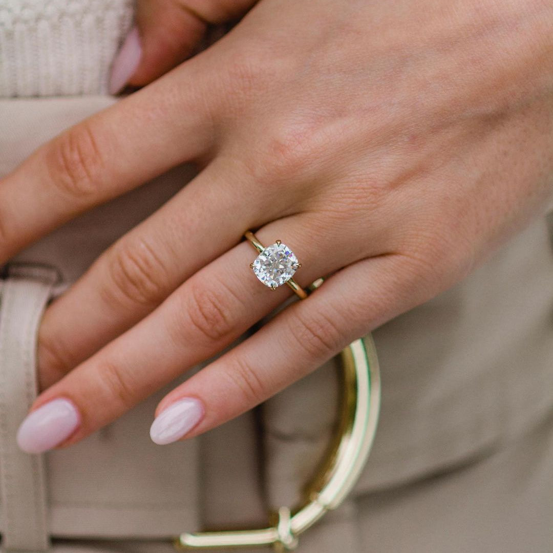 2.80 CT Cushion Solitaire Moissanite Engagement Ring 3