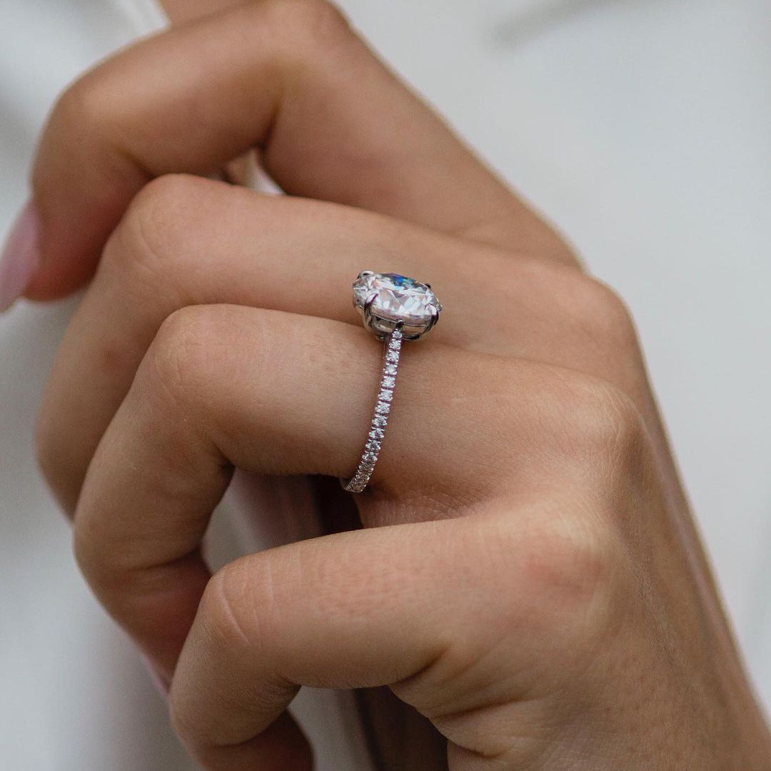3.10 CT Round Pave Moissanite Engagement Ring