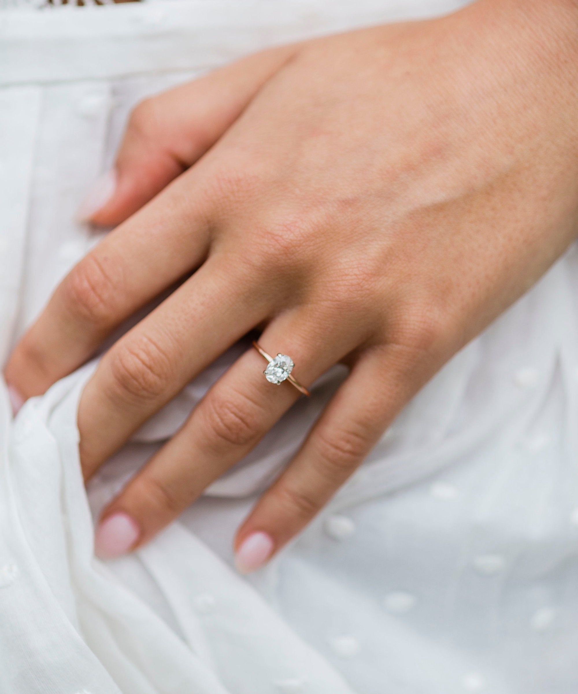 1.33 CT Oval Cut Solitaire Hidden Halo Moissanite Engagement Ring 1