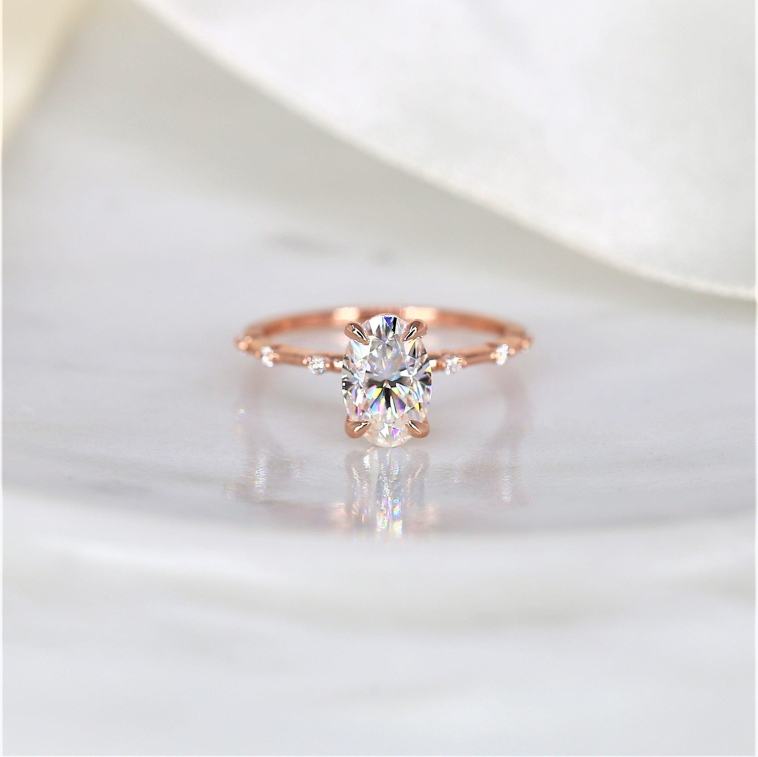Oval Dainty Pave Lab Grown Diamond Engagement Ring