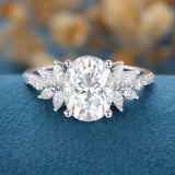 Oval Cluster Lab Grown Diamond Engagement Ring