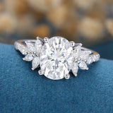 Oval Cluster Lab Grown Diamond Engagement Ring