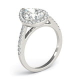 2.5 CT Pear Shaped Moissanite Engagement Ring In Halo & Pave Design 3