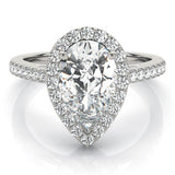 2.5 CT Pear Shaped Moissanite Engagement Ring In Halo & Pave Design 1