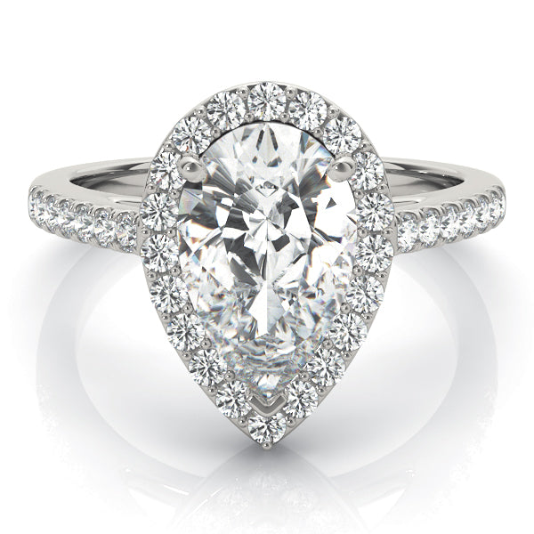2.5 CT Pear Shaped Moissanite Engagement Ring In Halo & Pave Design 1