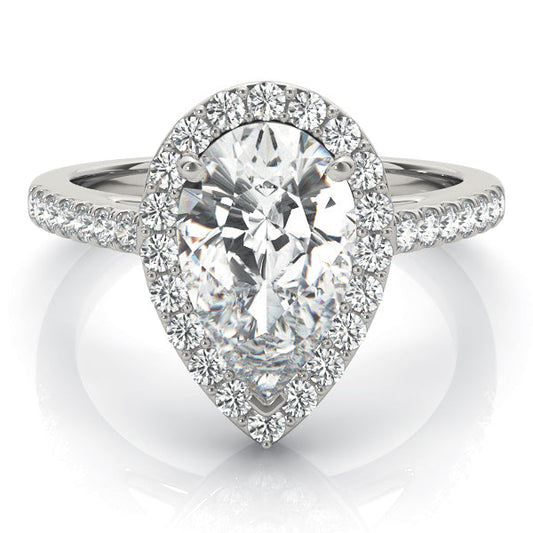 2.5 CT Pear Shaped Moissanite Engagement Ring In Halo & Pave Design 1
