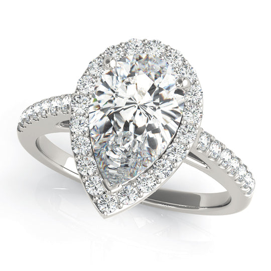 2.5 CT Pear Shaped Moissanite Engagement Ring In Halo & Pave Design 2