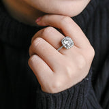 Stunning 1.0 - 2.0 CT Cushion Moissanite Engagement Ring With Pave & Halo Design 2