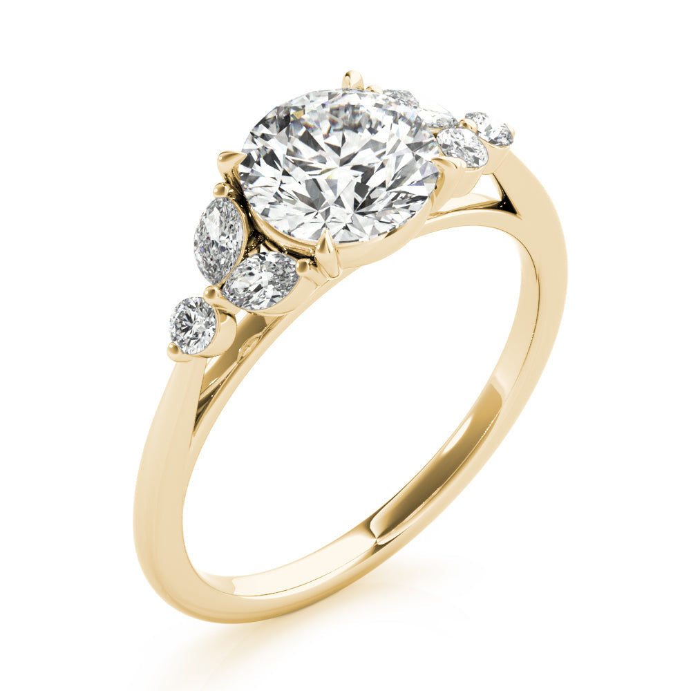 1.5 CT Round Shaped Moissanite Engagement Ring In Cluster Design 6