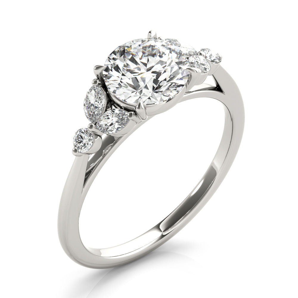 1.5 CT Round Shaped Moissanite Engagement Ring In Cluster Design 4