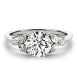 1.5 CT Round Shaped Moissanite Engagement Ring In Cluster Design 1