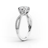 Hidden Halo Criss Cross Pave Engagement Ring Featuring 3.0 CT Pear Moissanite 2
