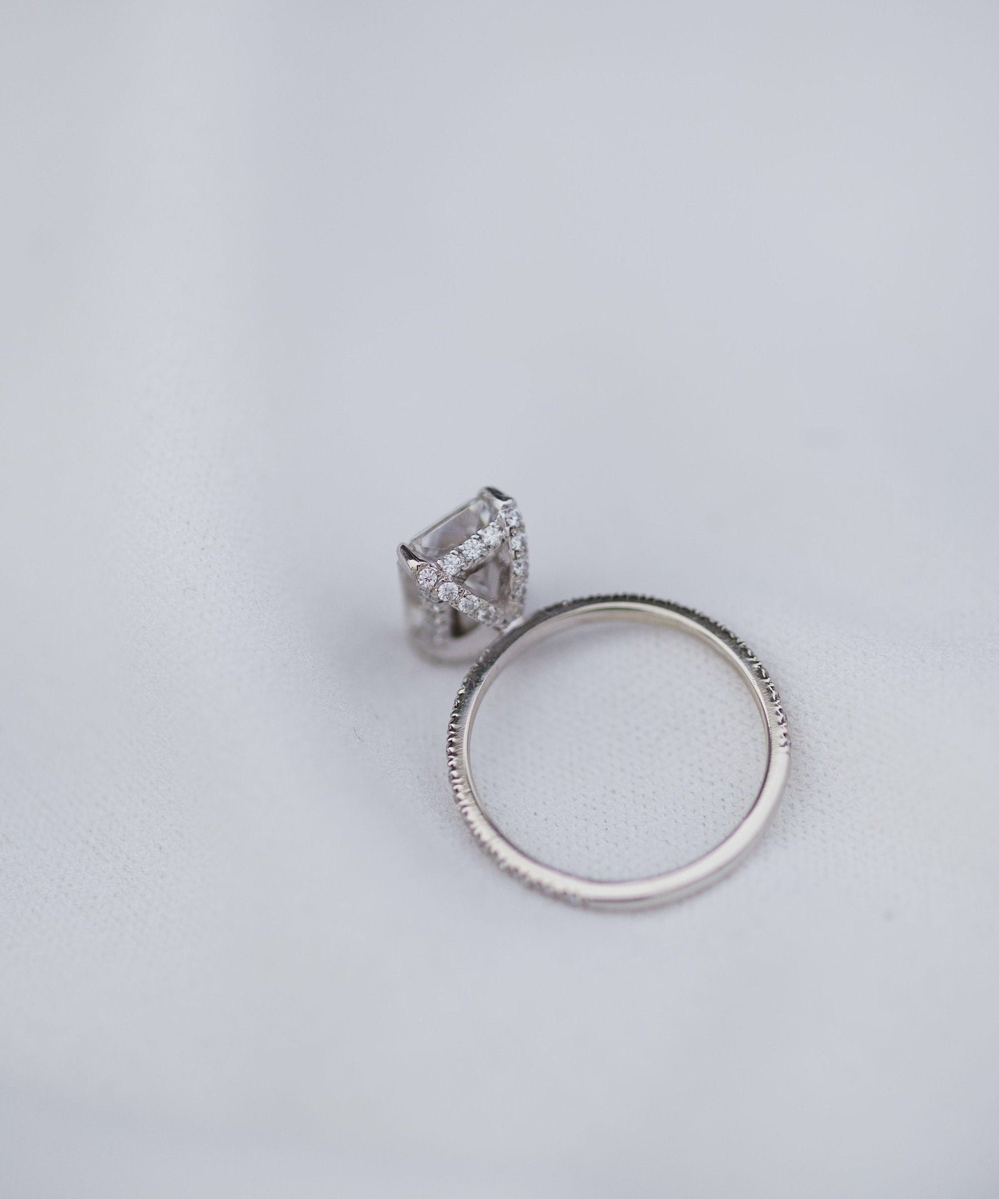 2.70 CT Radiant Solitaire Hidden Halo & Pave Moissanite Engagement Ring 2