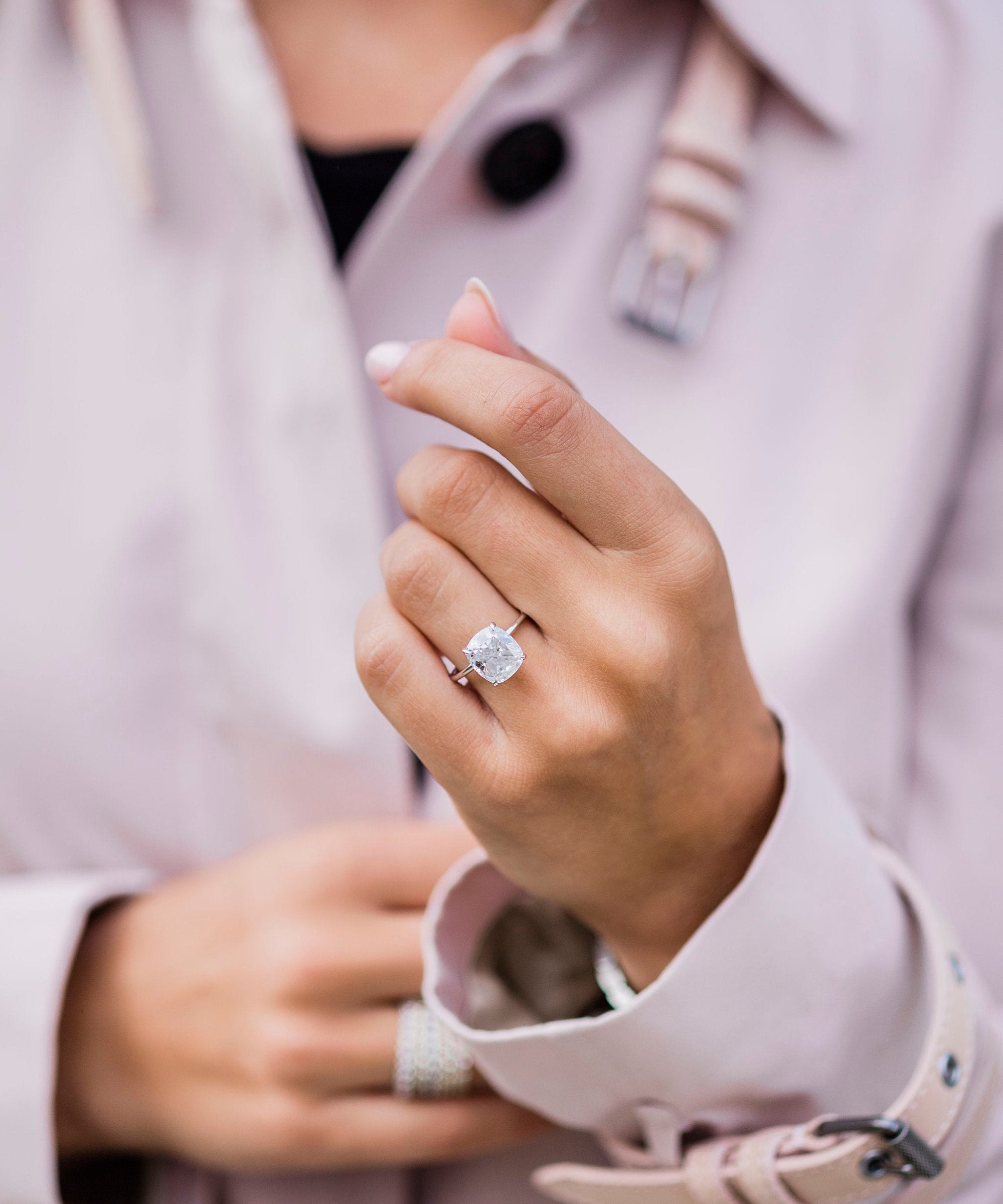 4.50 CT Cushion Cut Solitaire Moissanite Engagement Ring 2