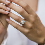 Asscher Three Stone Lab Grown Diamond Engagement Ring
