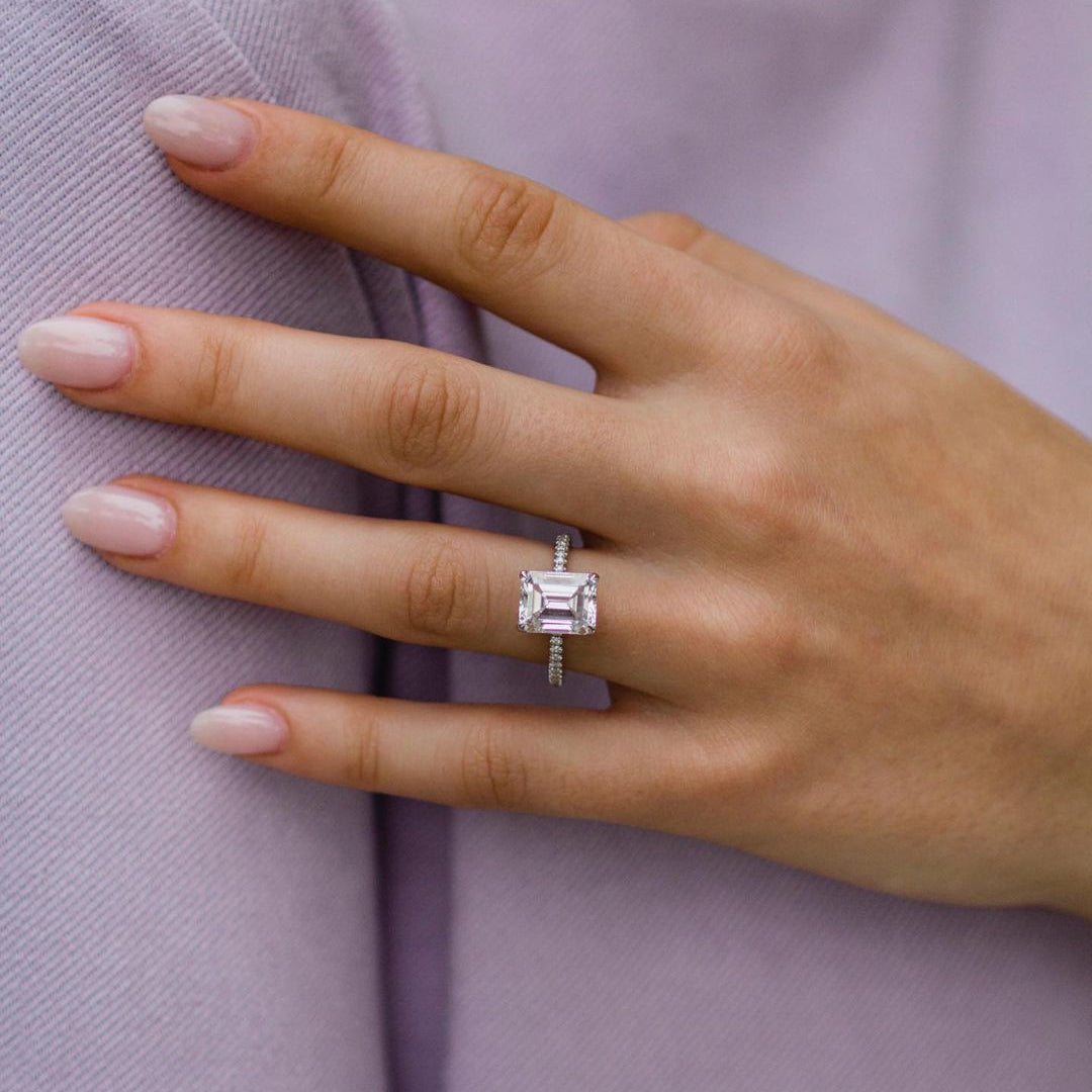 Emerald Pave Lab Grown Diamond Engagement Ring