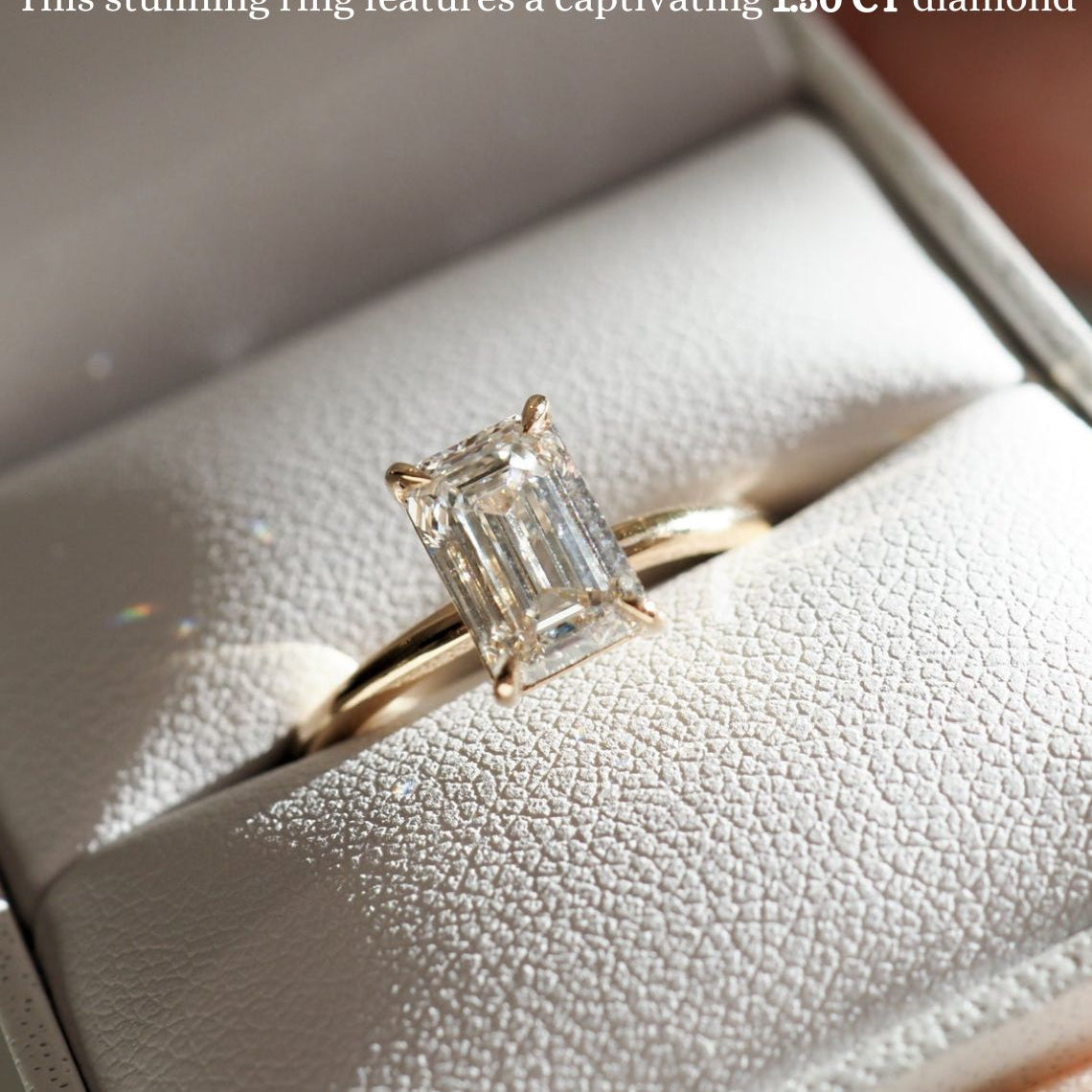 Solitaire Engagement Ring Featuring 1.5 CT Emerald Moissanite 3