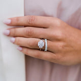 Elongated Cushion Three Stone Lab Grown Diamond Engagement Ring