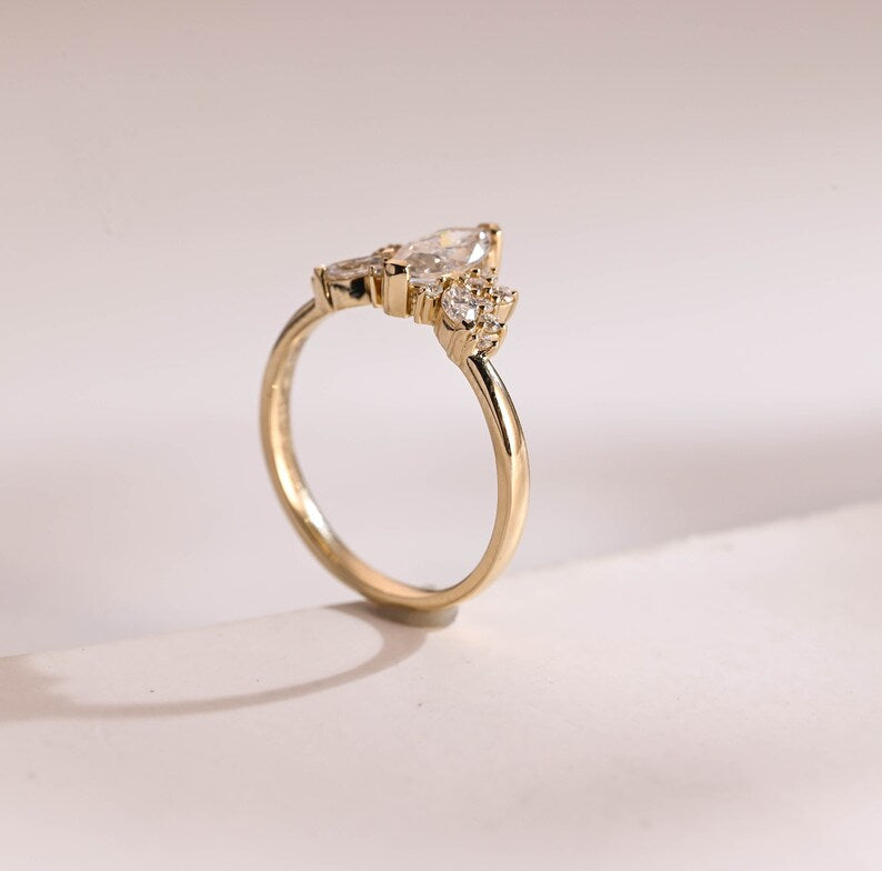 Marquise Cluster Lab Grown Diamond Engagement Ring