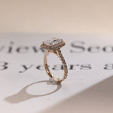 Stunning 1.0 - 2.0 CT Radiant Moissanite Engagement Ring with Pave & Halo Design 7