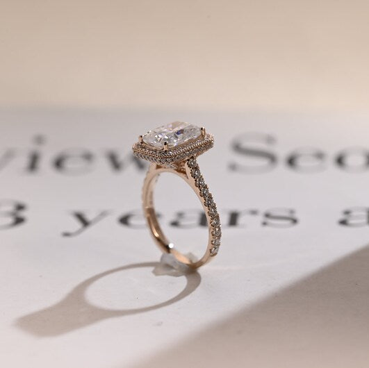 Radiant Halo & Pave Lab Grown Diamond Engagement Ring
