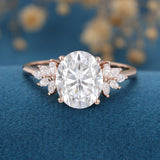 Oval Cluster Lab Grown Diamond Engagement Ring