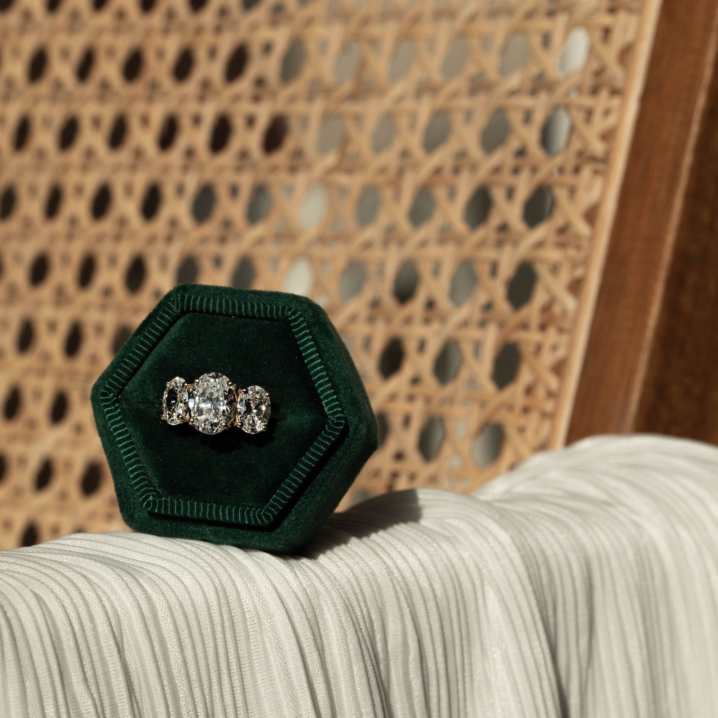 1.80 CT Oval Moissanite Three Stone Engagement Ring - farrellouise