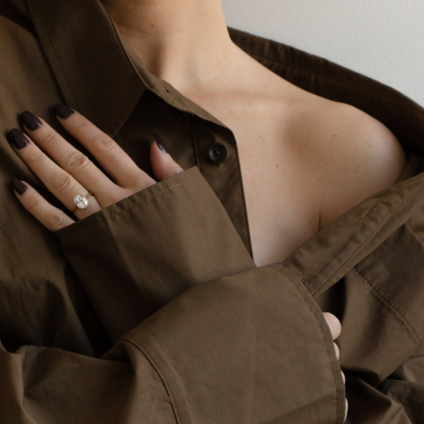 2.10 CT Oval Moissanite Bezel Solitaire Engagement Ring - farrellouise