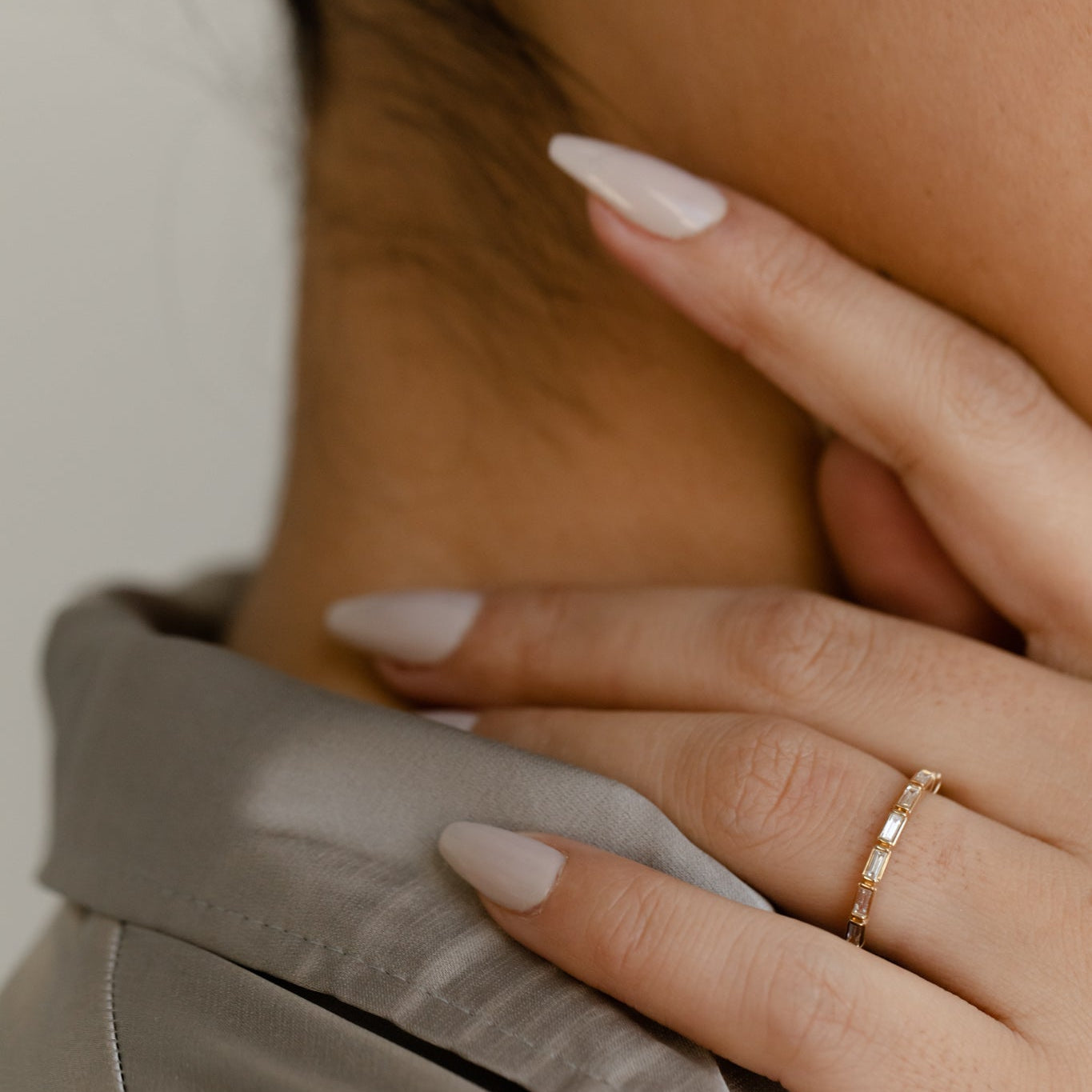 Half Eternity Wedding Band Featuring 0.27 TCW Baguette Moissanite 4