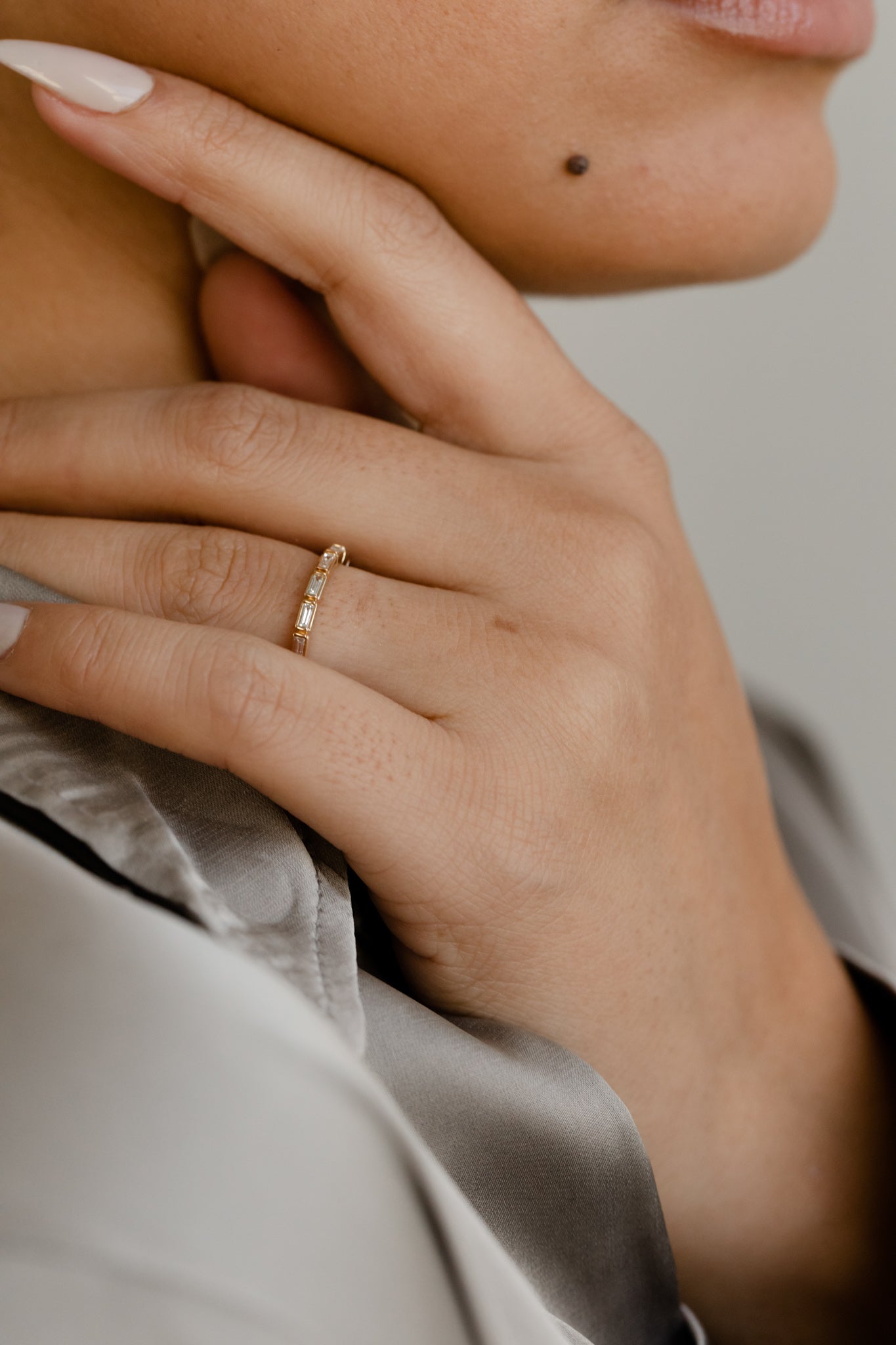 Half Eternity Wedding Band Featuring 0.27 TCW Baguette Moissanite 5