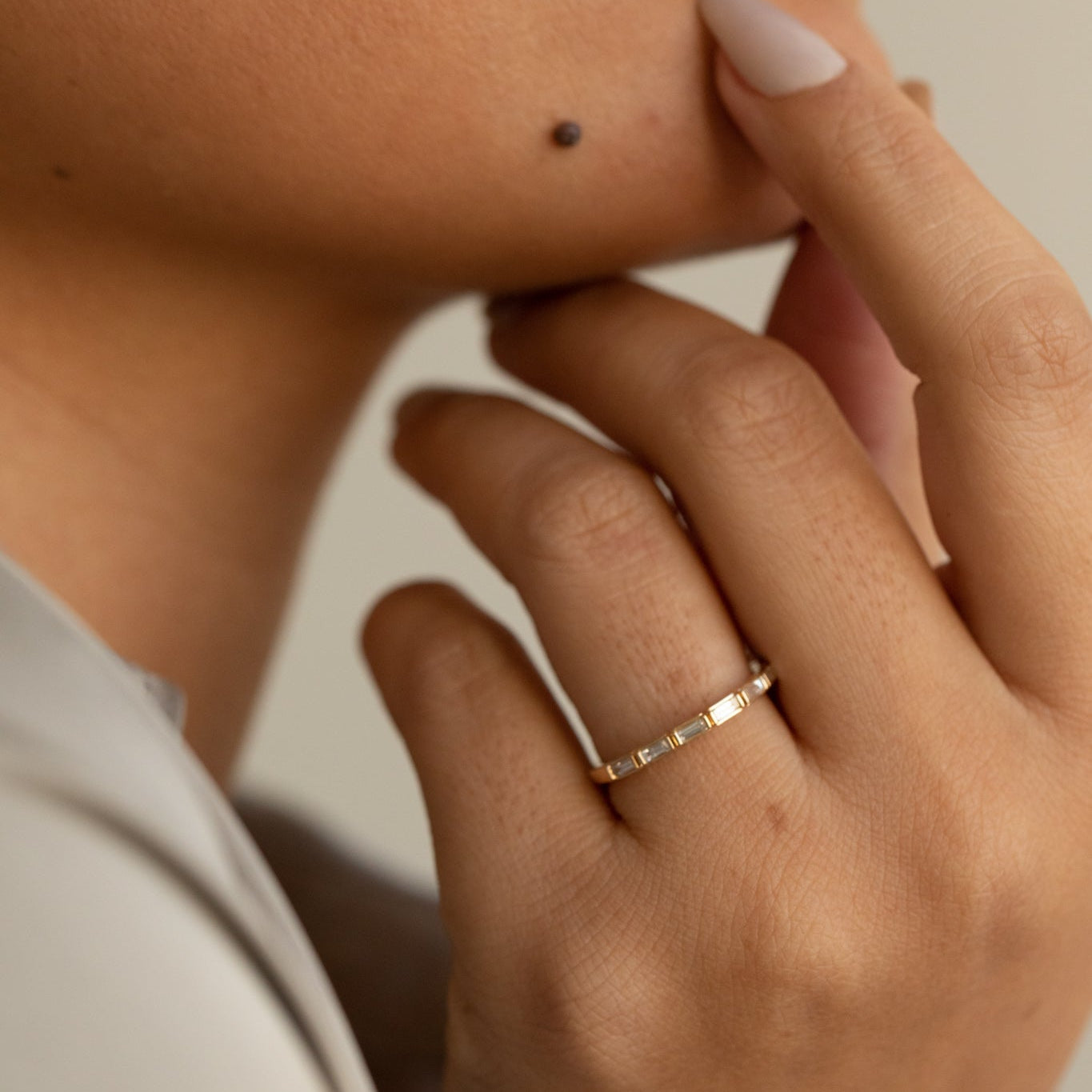 Half Eternity Wedding Band Featuring 0.27 TCW Baguette Moissanite 3