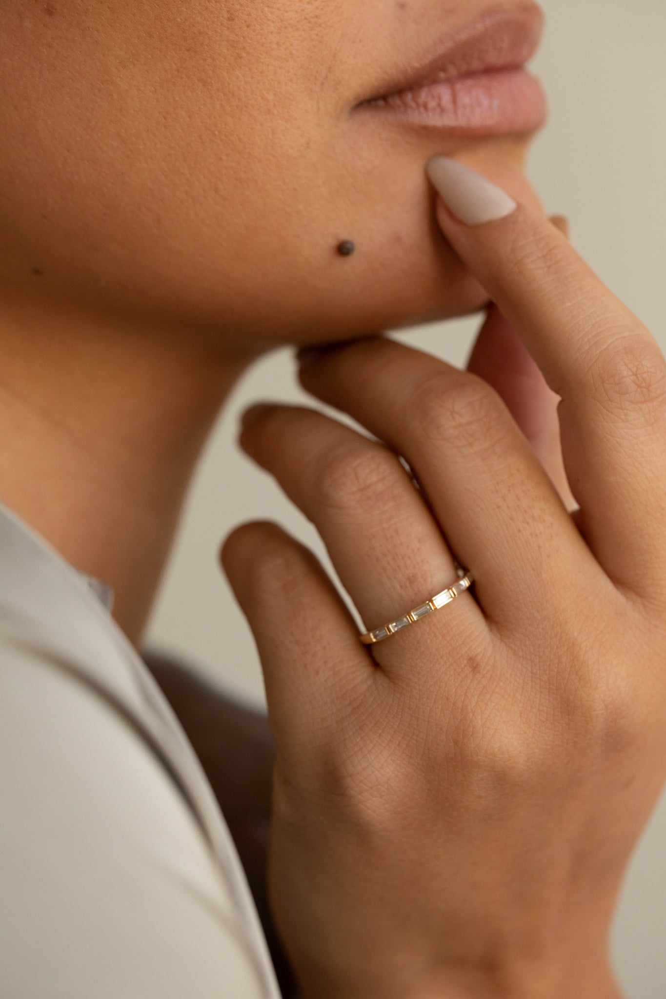 Half Eternity Wedding Band Featuring 0.27 TCW Baguette Moissanite 3