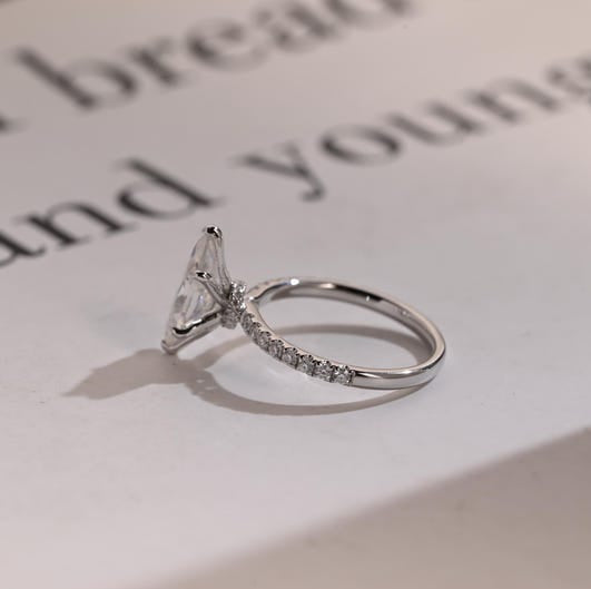 Stunning 1.0 - 2.0 CT Marquise Moissanite Engagement Ring with Pave Design 10