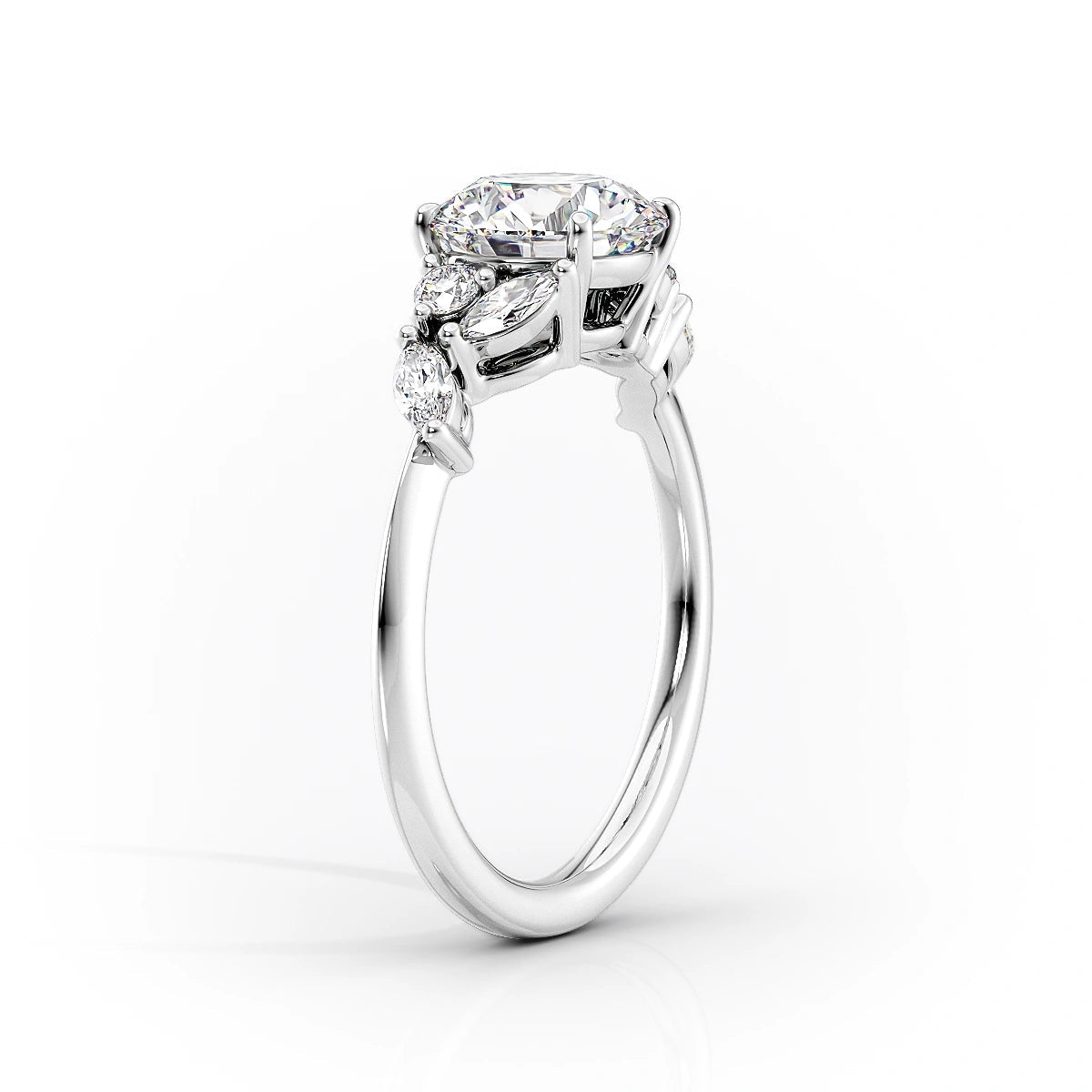 Cluster Engagement Ring Featuring 1.5 CT Pear Moissanite 2