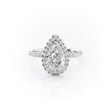 Halo Engagement Ring Featuring 1.5 CT Pear Moissanite 1