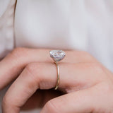 Elongated Cushion Hidden Halo Lab Grown Diamond Engagement Ring