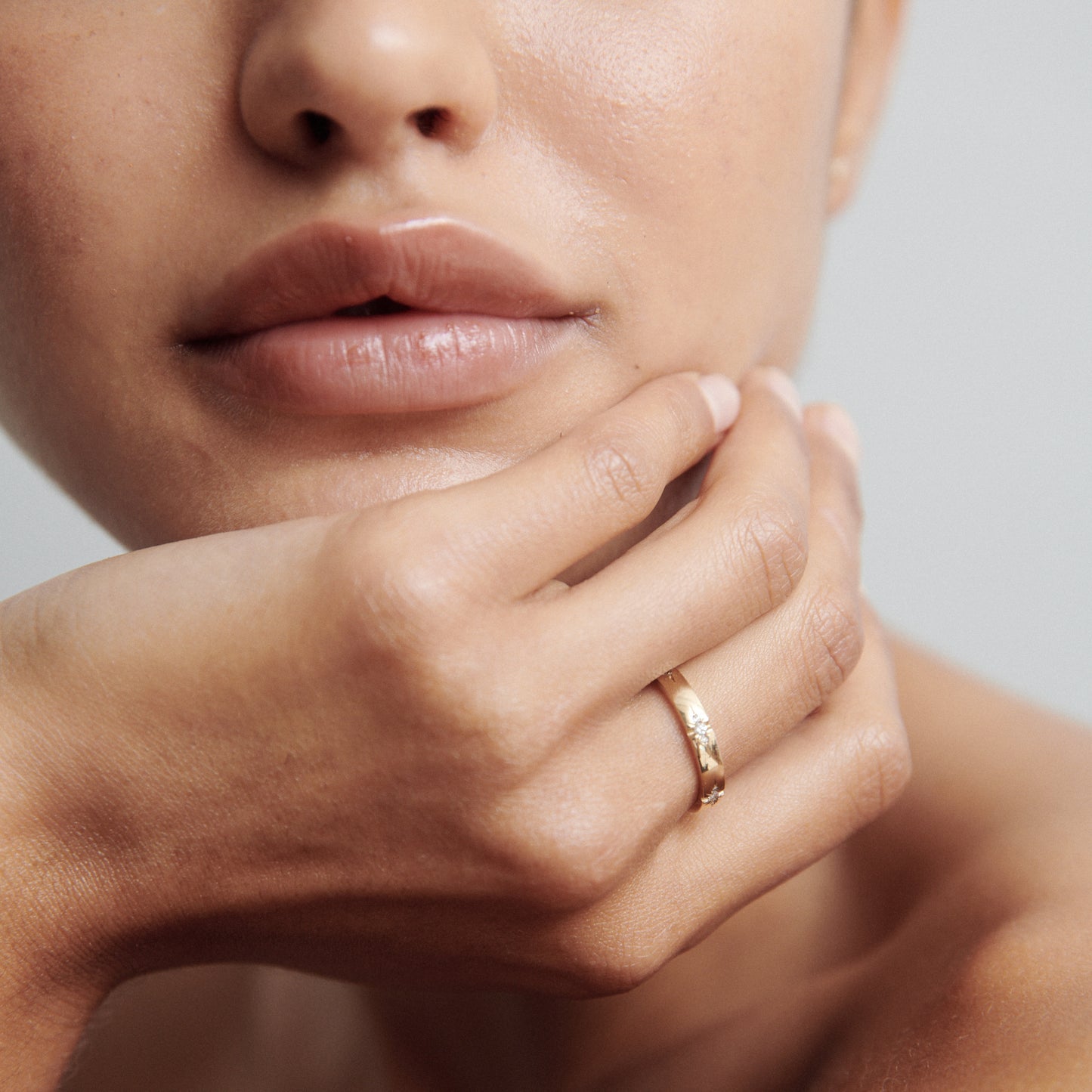 Flush Setting Wedding Band Featuring 0.15 TCW Round Moissanite 7